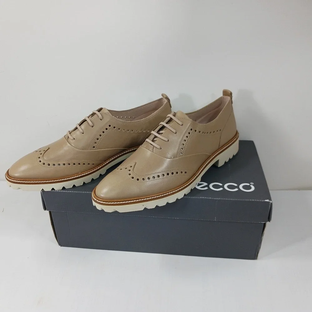ECCO Incise Tailored Dune Leather Wingtip Oxford Shoes 265863 01212 Mens 11 US
